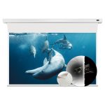 VIVIDSTORM Slimline P Acoustically Transparent Cinema White Motorised Drop Down Projector Screen - Image 2