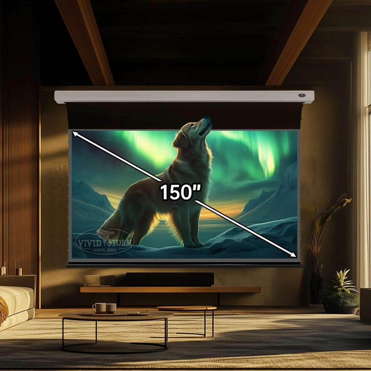 VIVIDSTORM 150" Lite Hyper Slimline Motorised Drop Down Lenticular ALR Projector Screen - Image 1