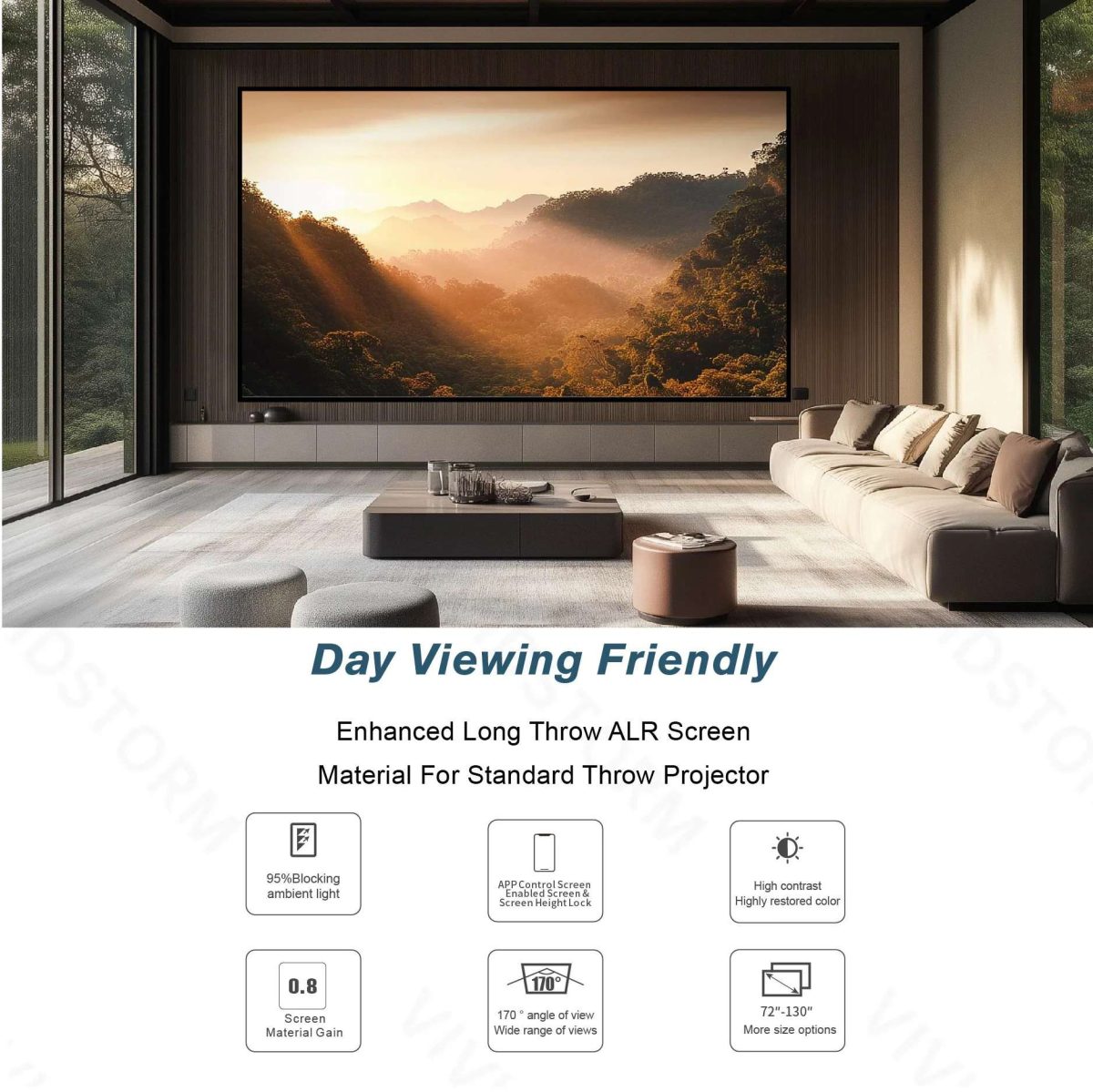 VIVIDSTORM Fusion ALR Enhanced Fixed Frame Long Throw Projector Screen - Image 4