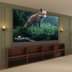 VIVIDSTORM Nexus Motorised Projector Screen Cabinet - with the floor rising screen raised