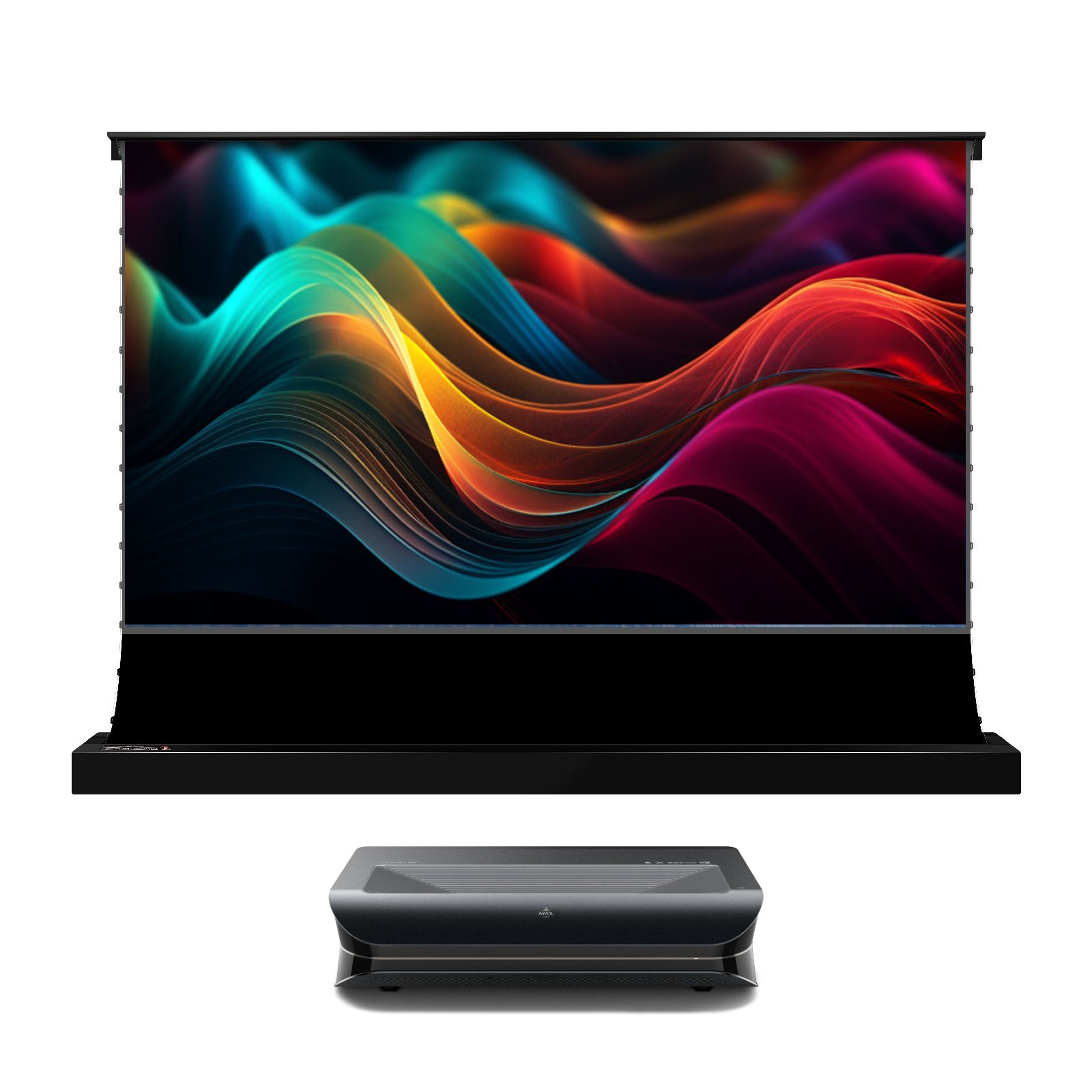 BUNDLE AWOL Vision LTV-3000 Pro 4K Triple Laser UST Projector with VIVIDSTORM S Pro Motorised Floor Rising CLR/ALR Projector Screen BUNDLE AWOL Vision LTV-3000 Pro 4K Triple Laser UST Projector with VIVIDSTORM S Pro Motorised Floor Rising CLR/ALR Projector Screen