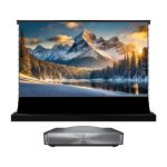 セット商品：Hisense PX4 Pro 4K USTプロジェクターと、VIVIDSTORM S PRO 電動式フロアライジング型 CLR/ALR プロジェクタースクリーン