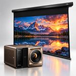 BUNDLE Hisense XR10 4K Laser Projector with VIVIDSTORM Cinematic White Motorised Drop Down Projector Screen